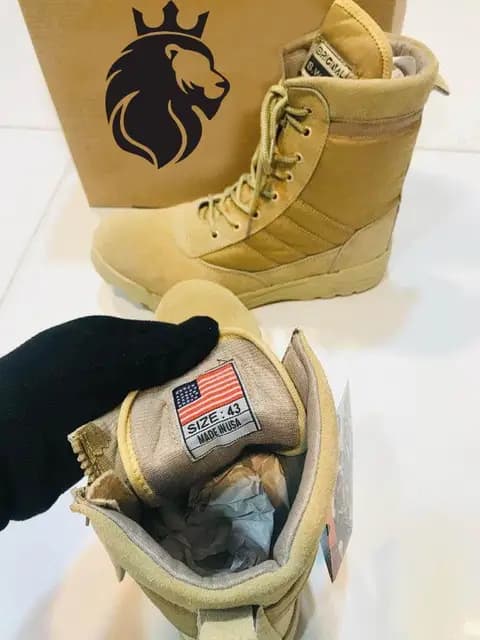 Men’s Beige SWAT Knee High Tactical Boots