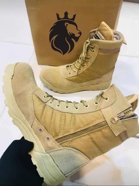 Men’s Beige SWAT Knee High Tactical Boots