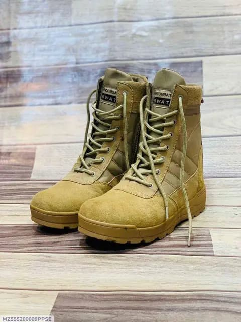 Men’s Beige SWAT Knee High Tactical Boots