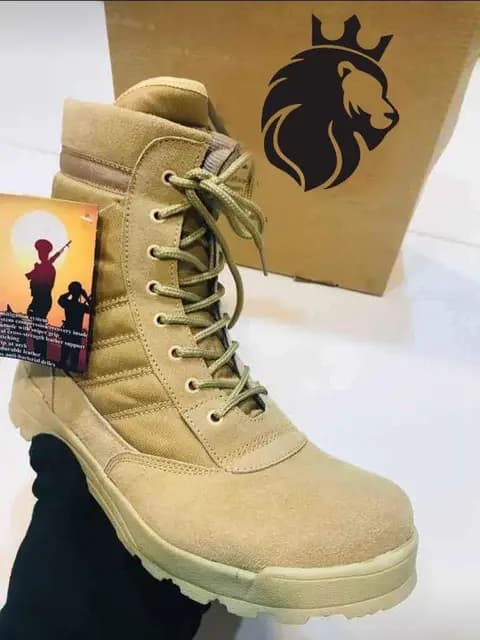 Men’s Beige SWAT Knee High Tactical Boots